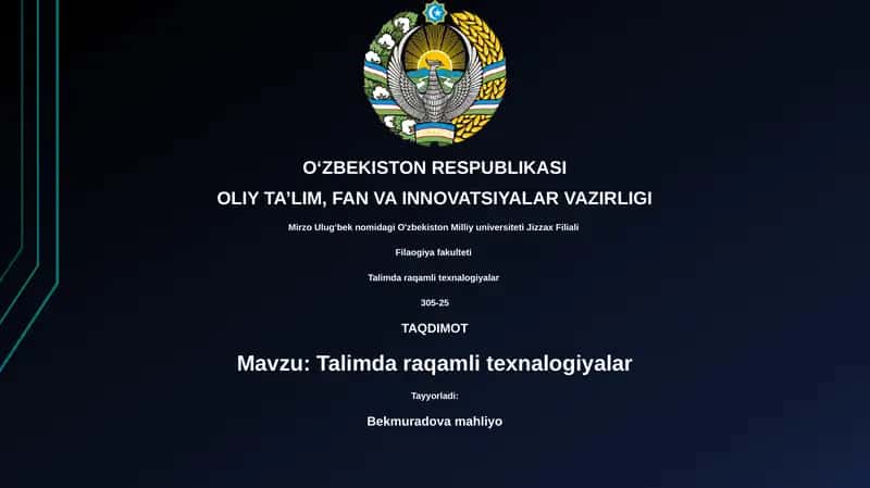 Talimda raqamli texnalogiyalar 1