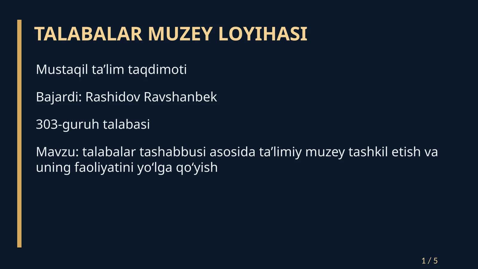 TALABALAR MUZEY LOYIHASI 1