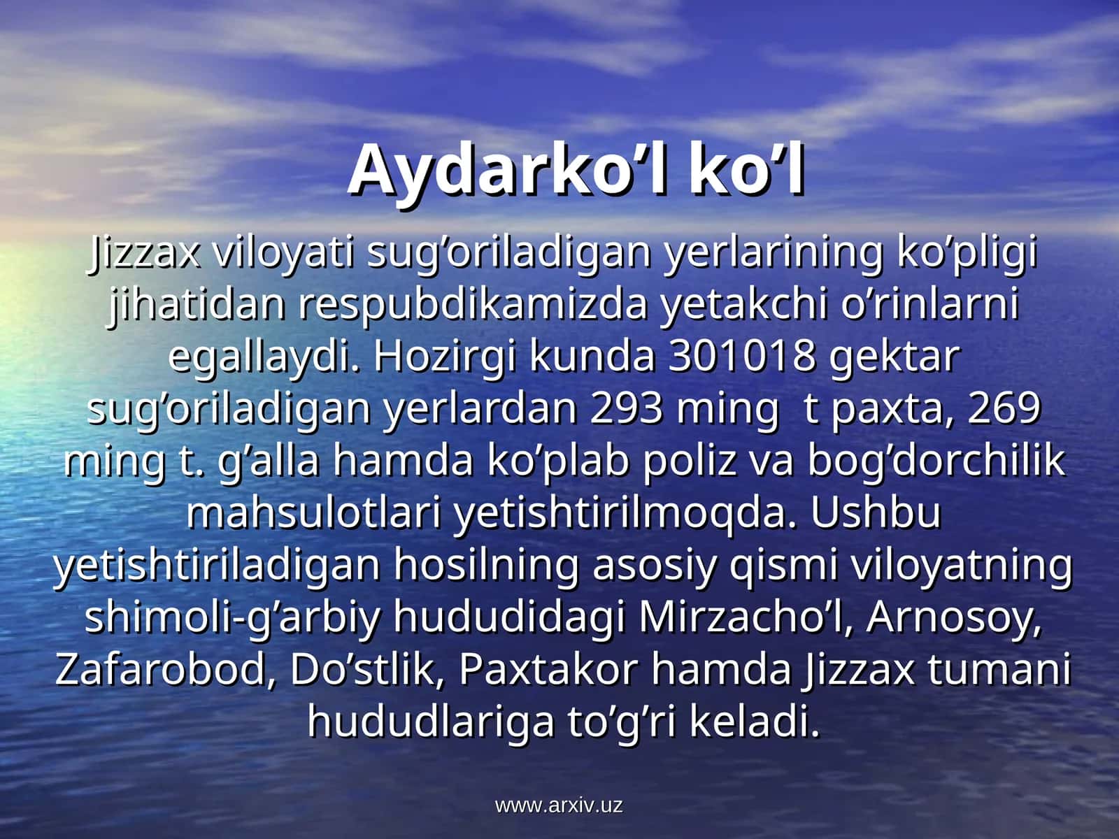 Aydarko’l ko’li 1