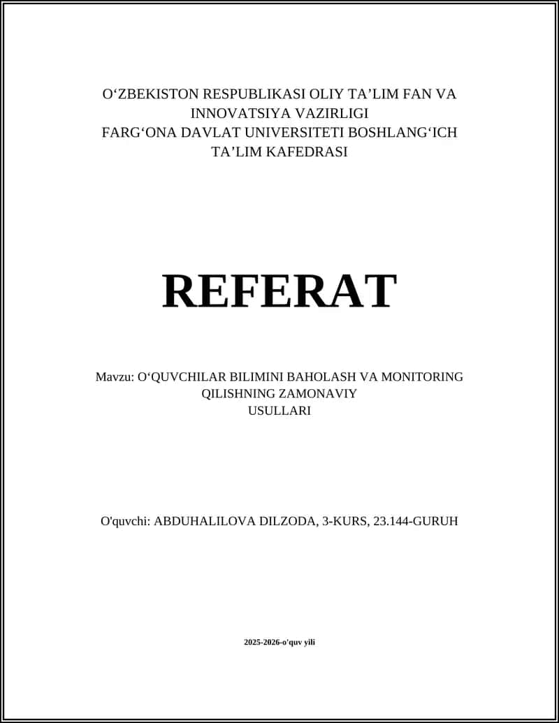 Formativ baholash usullari va amaliyoti 1