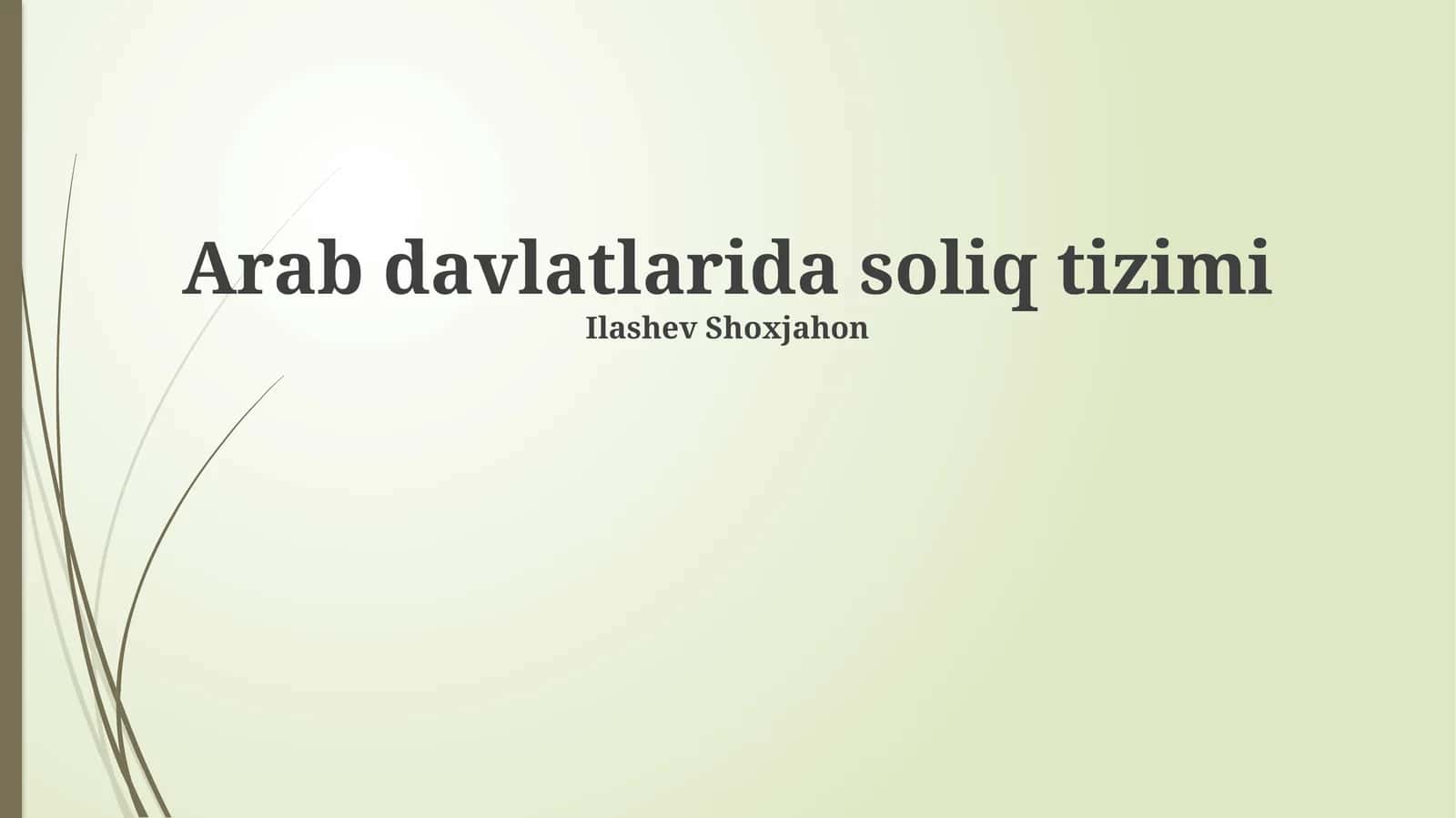 Arab davlatlarida soliq tizimi 1