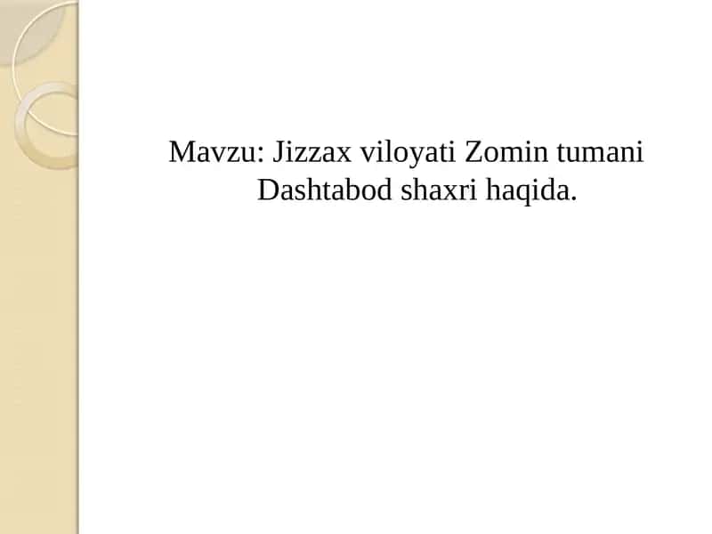 Dashtabod shaxri haqida 1