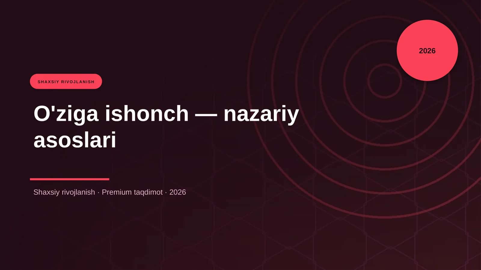 O'ziga ishonch — nazariy asoslari 1