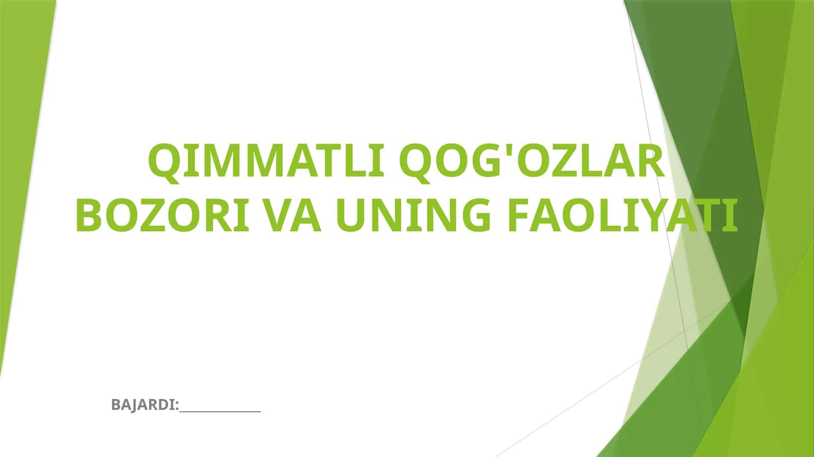 QIMMATLI QOG'OZLAR BOZORI VA UNING FAOLIYATI 1