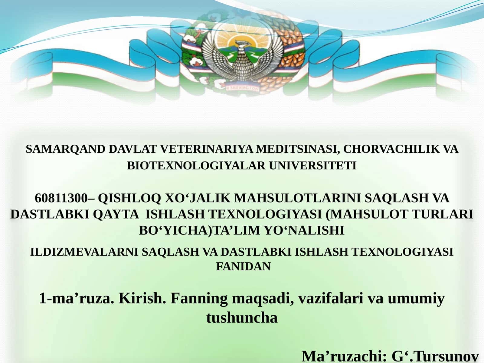 ILDIZMEVALARNI SAQLASH VA DASTLABKI ISHLASH TEXNOLOGIYASI 1