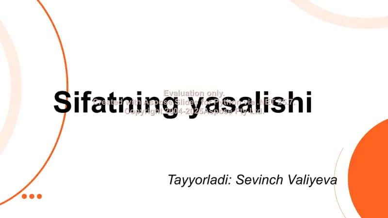 Sifatning yasalishi 1