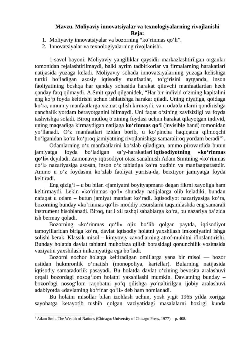 Moliyaviy innovatsiyalar va texnologiyalarning rivojlanishi 1