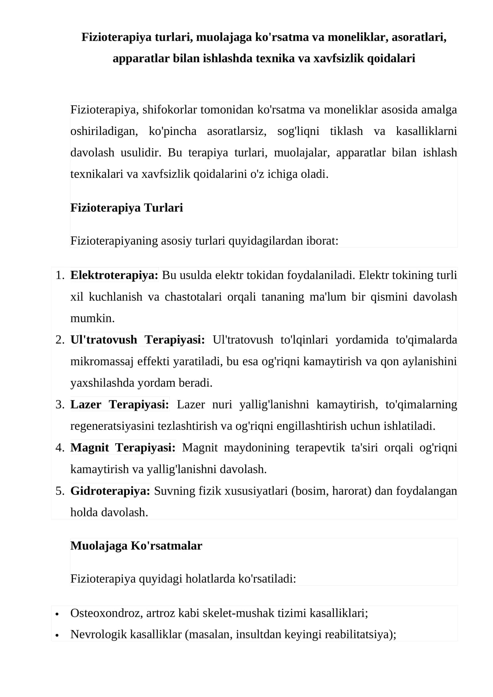 Fizioterapiya Turlari 1