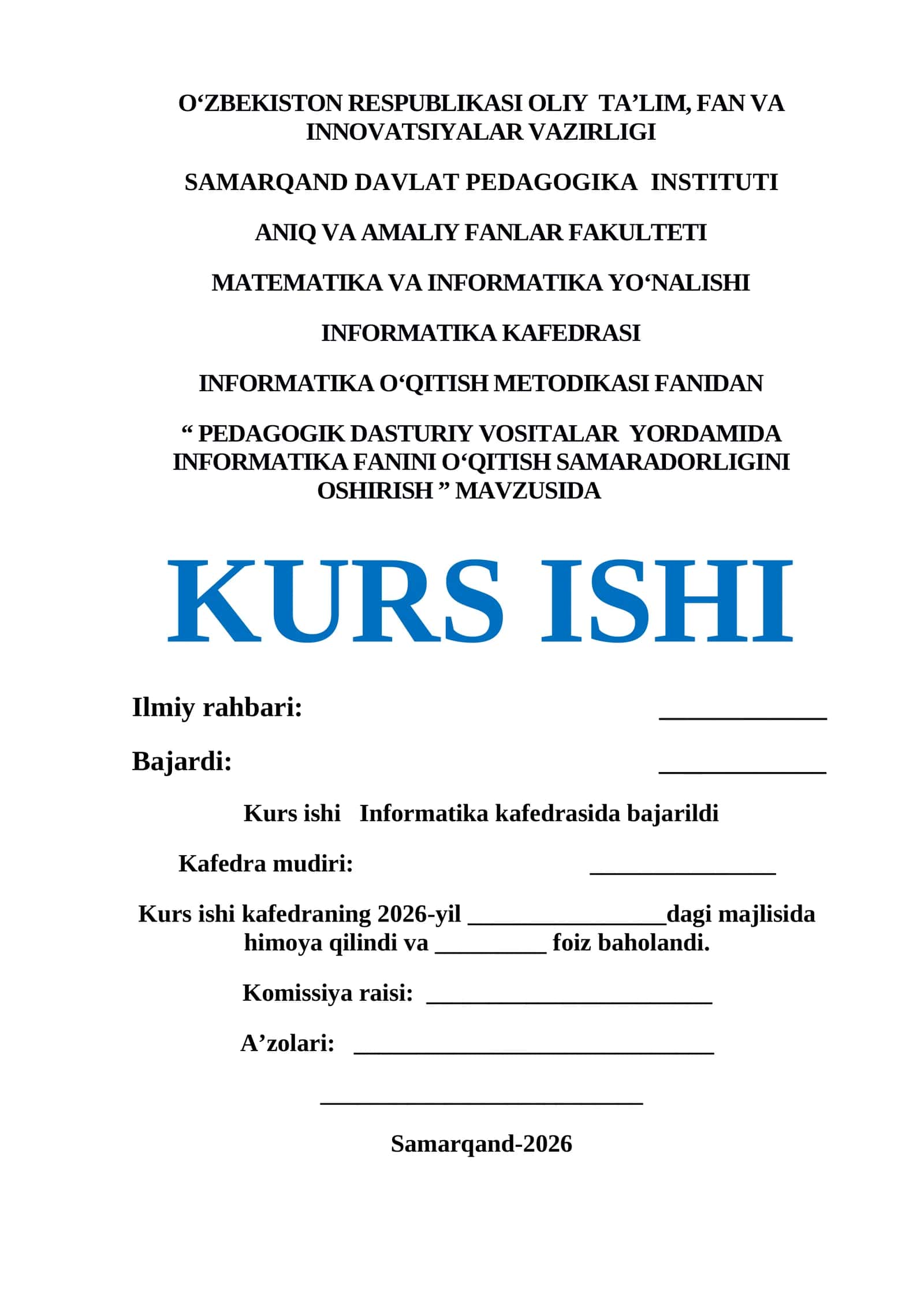 PEDAGOGIK DASTURIY VOSITALAR YORDAMIDA INFORMATIKA FANINI O‘QITISH SAMARADORLIGINI OSHIRISH 1