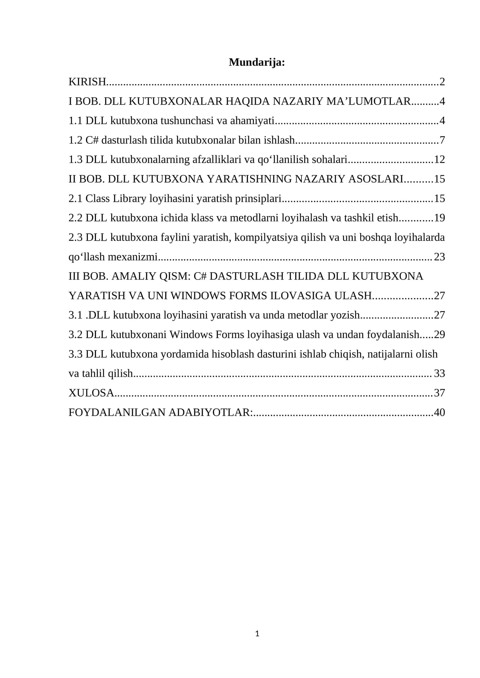 DLL KUTUBXONA YARATISH VA UNI WINDOWS FORMS ILOVASIGA ULASH 1