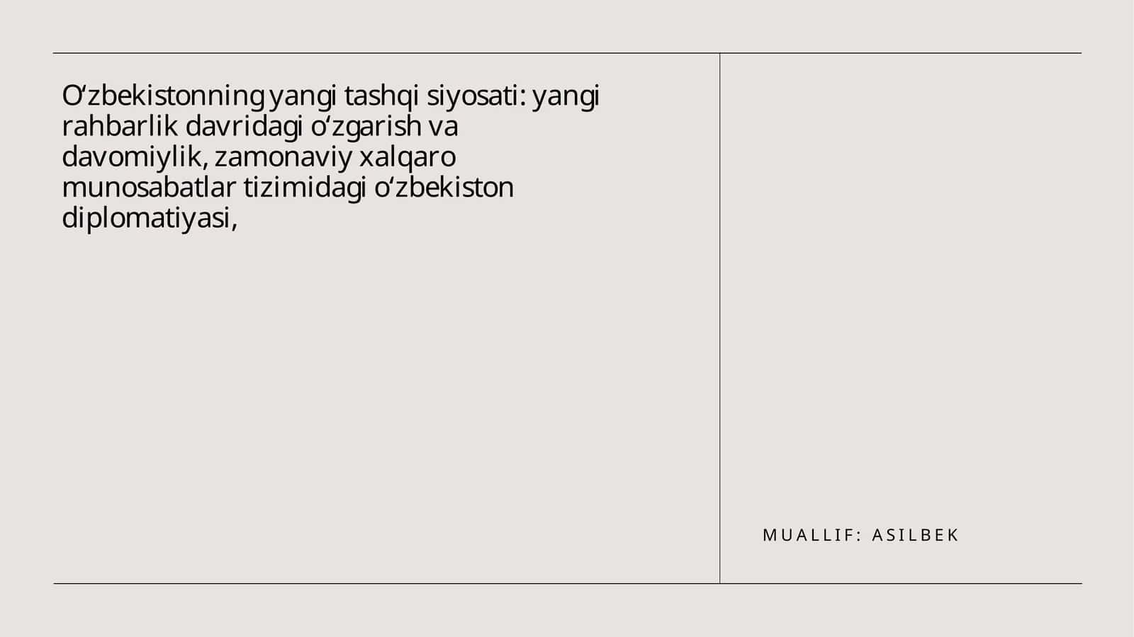 Yangi tashqi siyosat 1