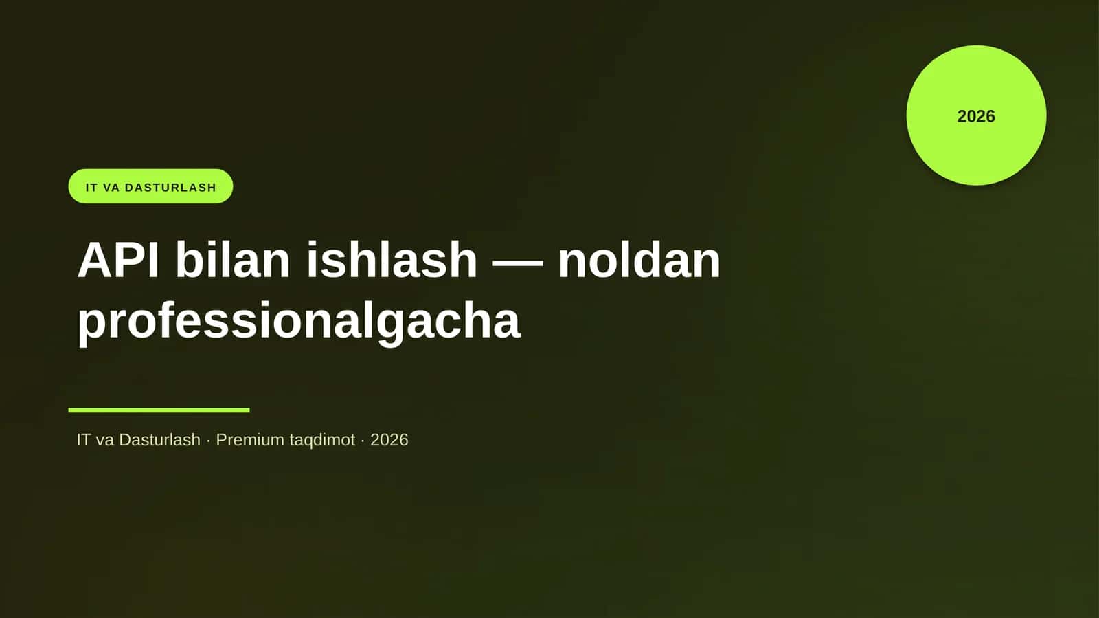 API bilan ishlash — noldan professionalgacha 1