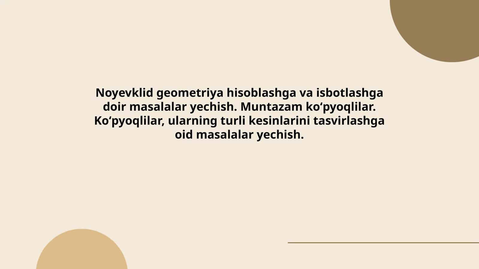 Noyevklid Geometriya Masalalari 1