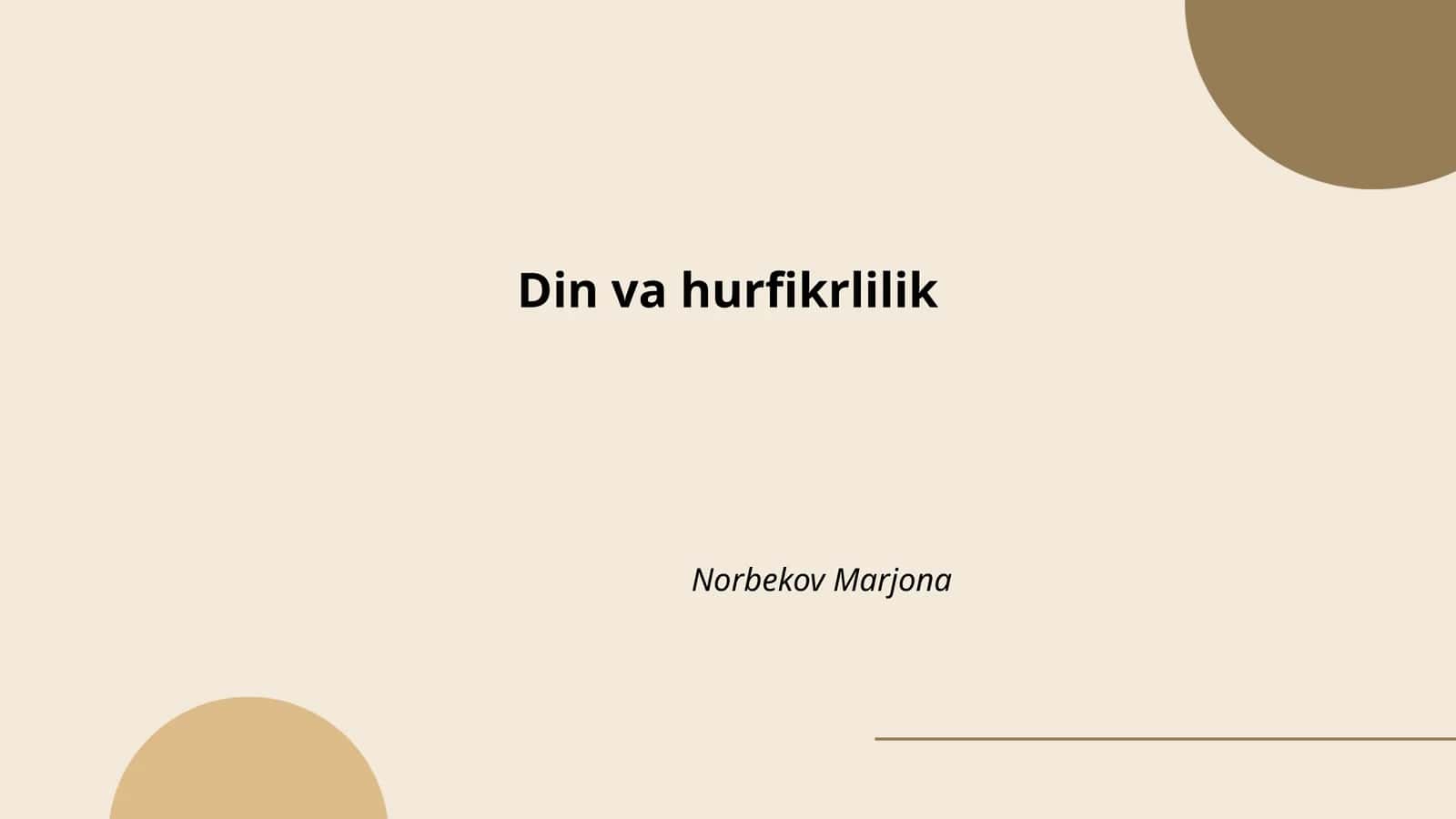 Din va hurfikrlilik 1