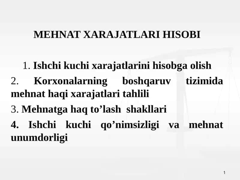 MEHNAT XARAJATLARI HISOBI 1