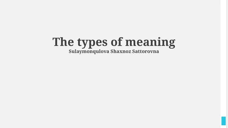 The types of meaning 1