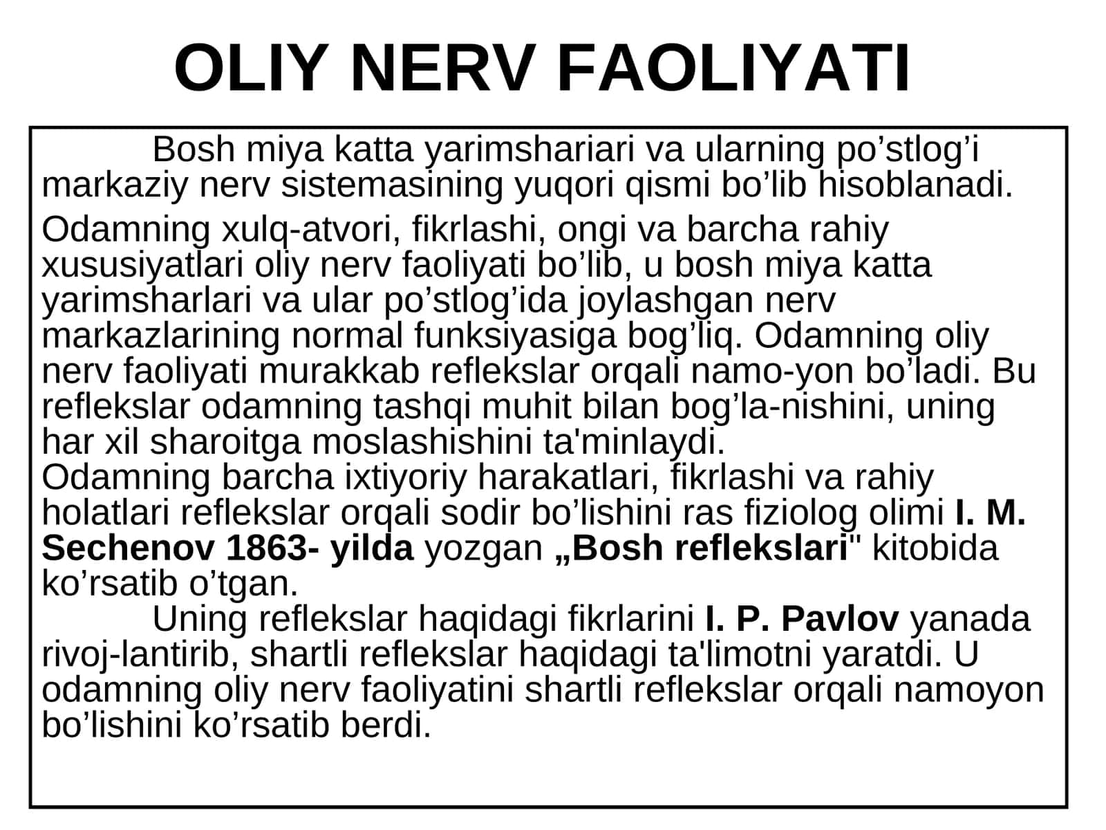 OLIY NERV FAOLIYATI 1