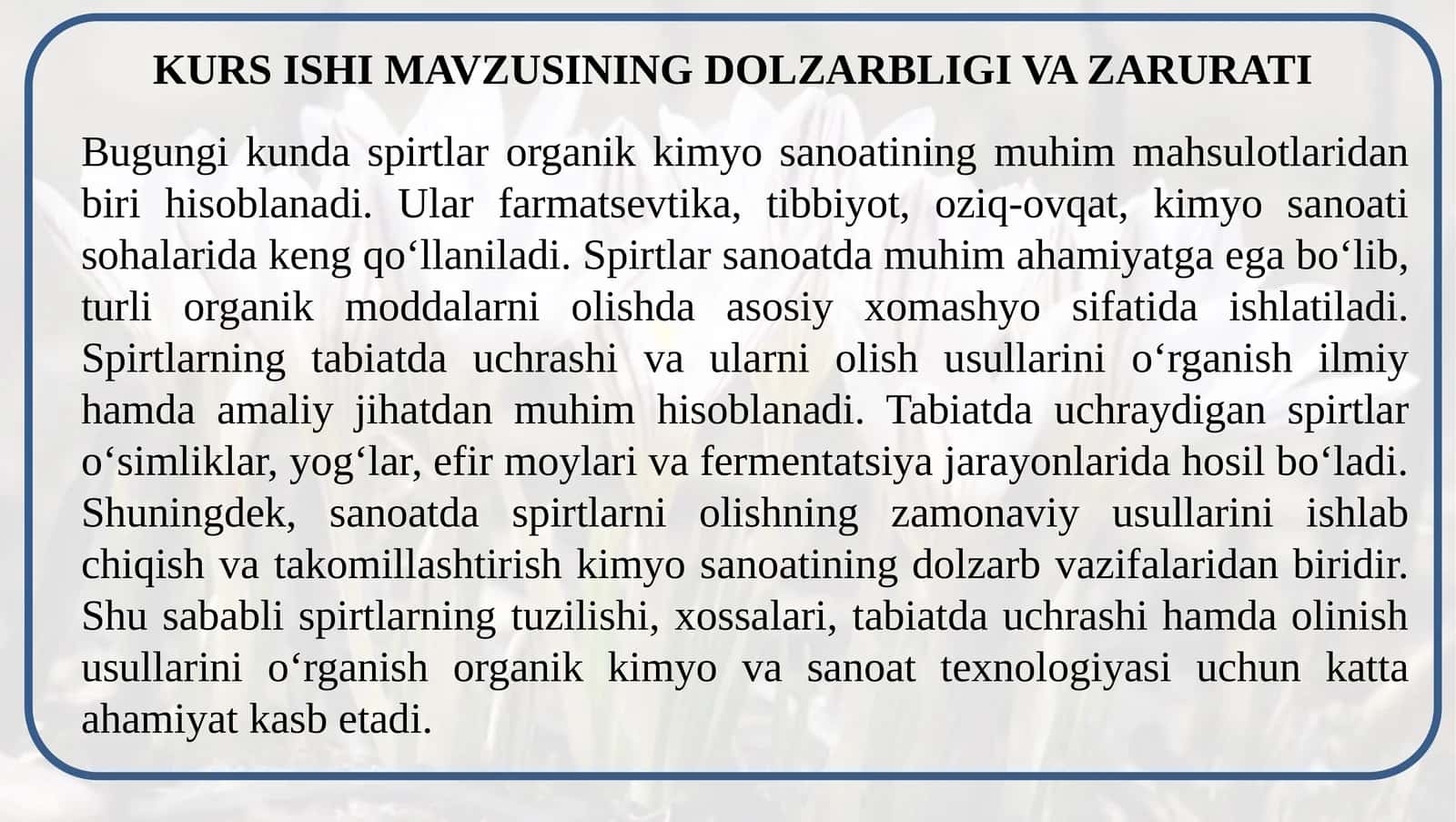 KURS ISHI MAVZUSINING DOLZARBLIGI VA ZARURATI 1