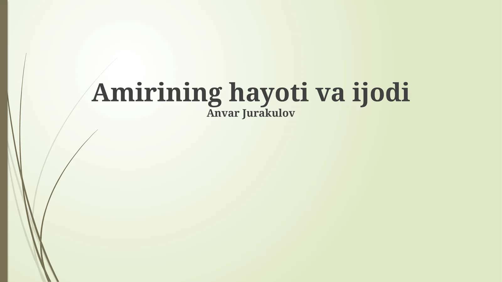 Amirining hayoti va ijodi 1