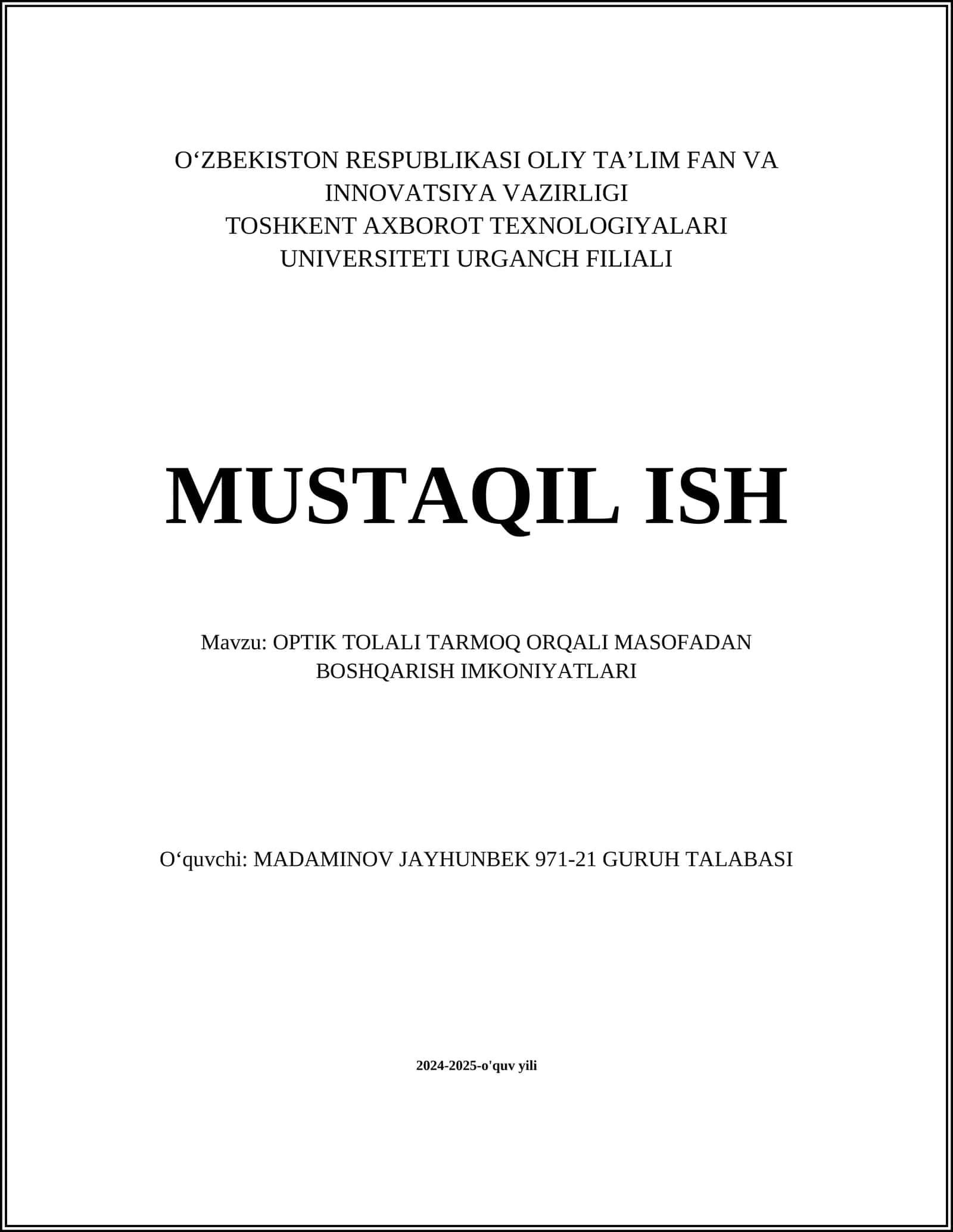 OPTIK TOLALI TARMOQ ORQALI MASOFADAN BOSHQARISH IMKONIYATLARI 1
