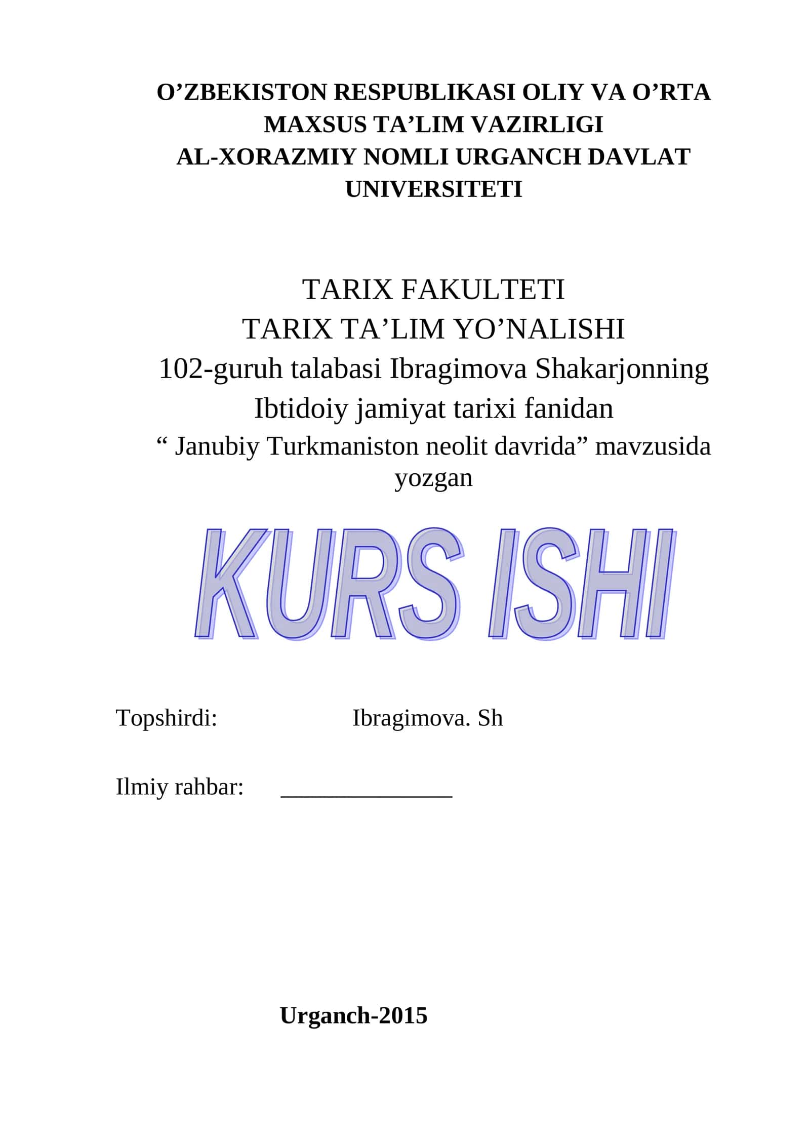 Janubiy Turkmaniston neolit davrida 1