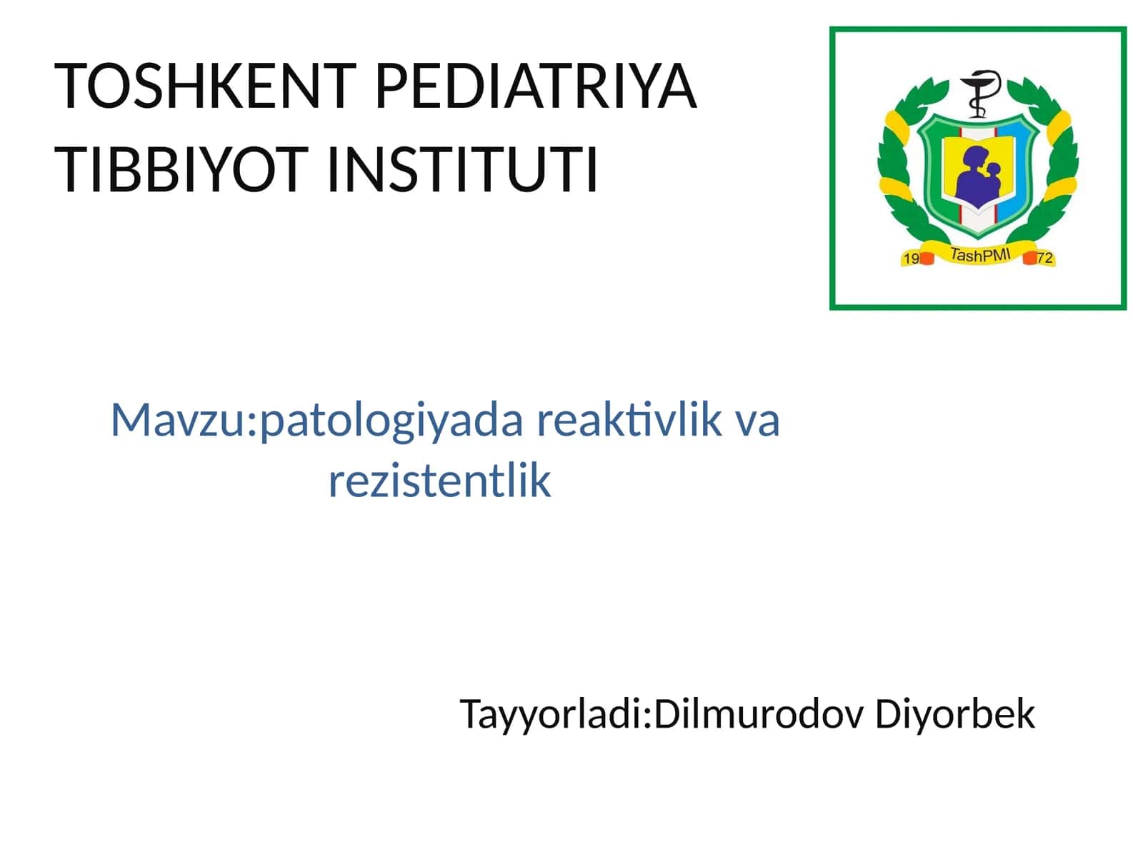 Reaktivlik va Rezistentlik 1