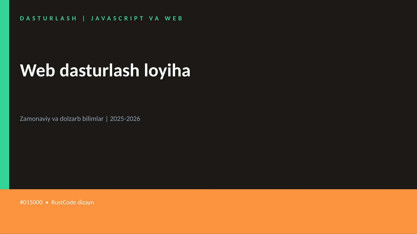 DASTURLASH | JAVASCRIPT VA WEB 1