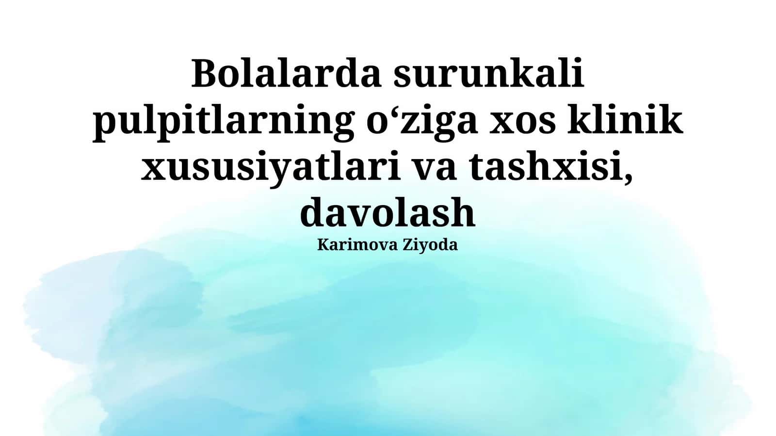 Surunkali pulpitning tanqisai va davolash usullari 1