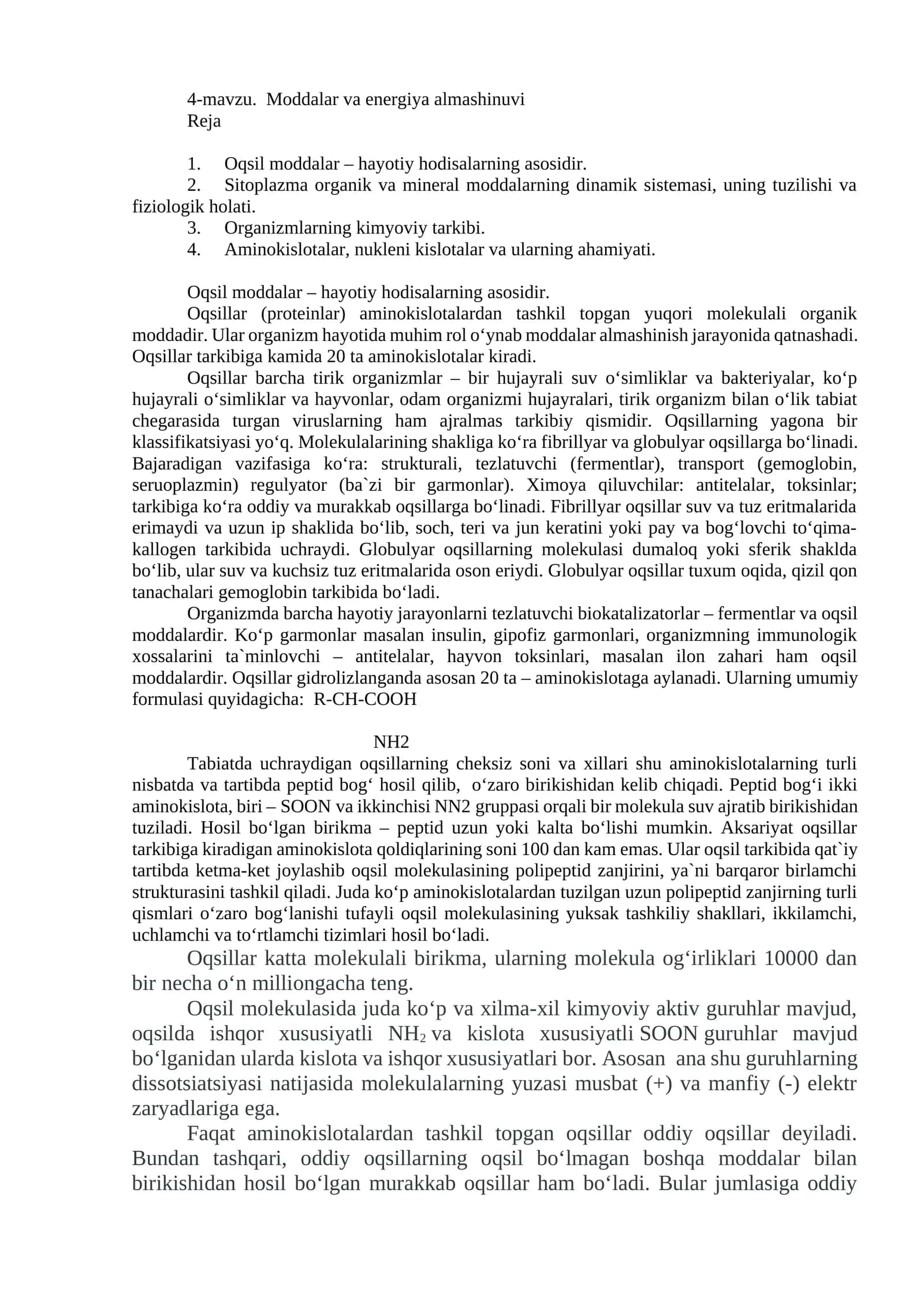 Moddalar va energiya almashinuvi 1