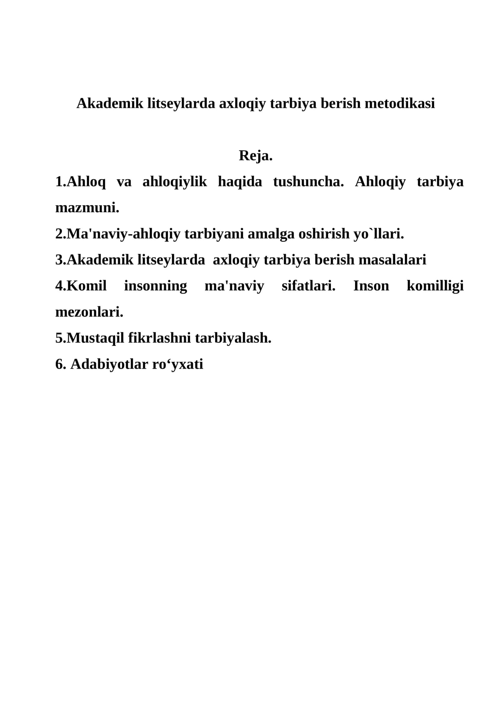 Akademik litseylarda axloqiy tarbiya berish metodikasi 1