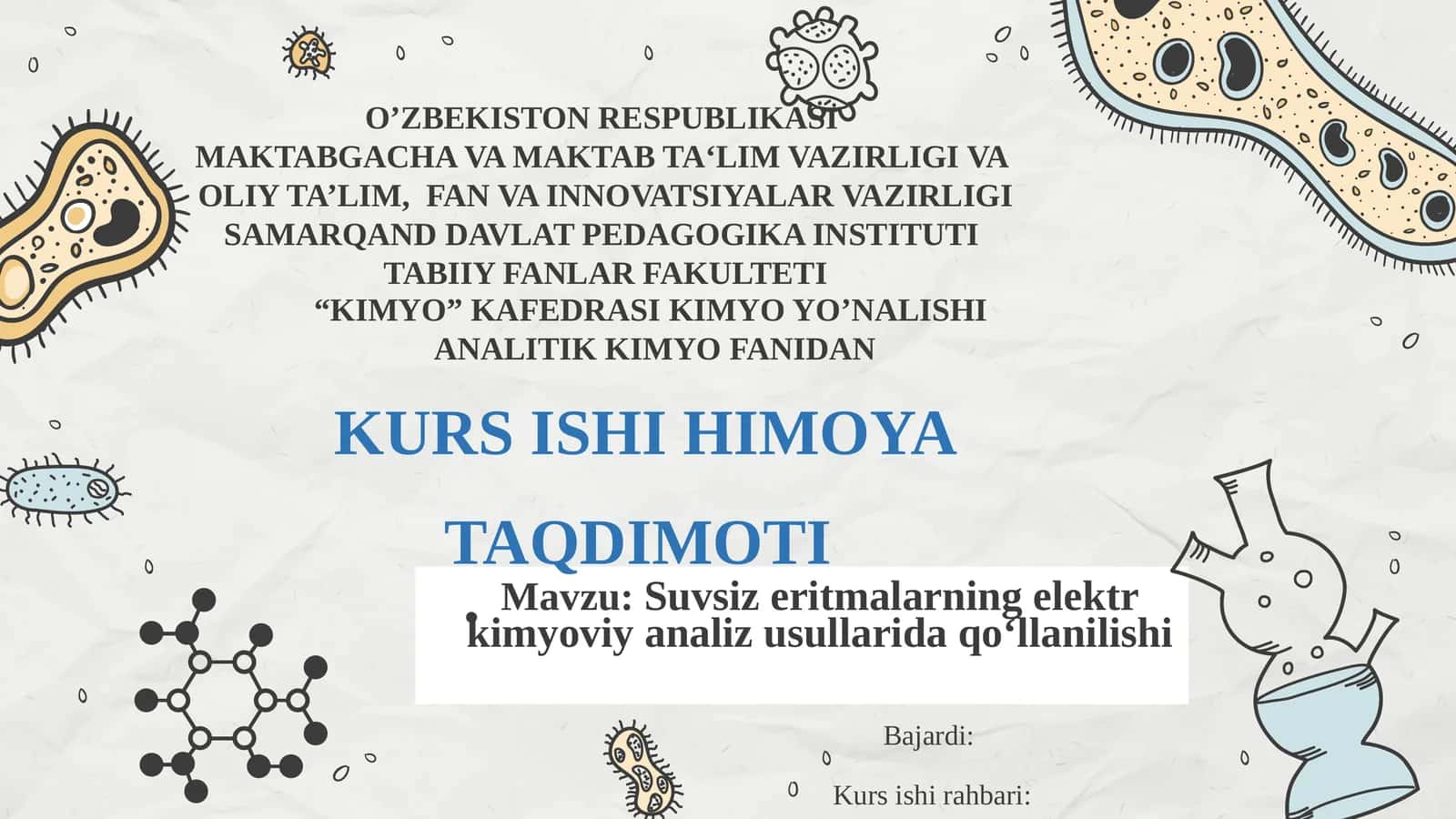 Suvsizeritmalarning elektirkimyoviy analiz usullari 1