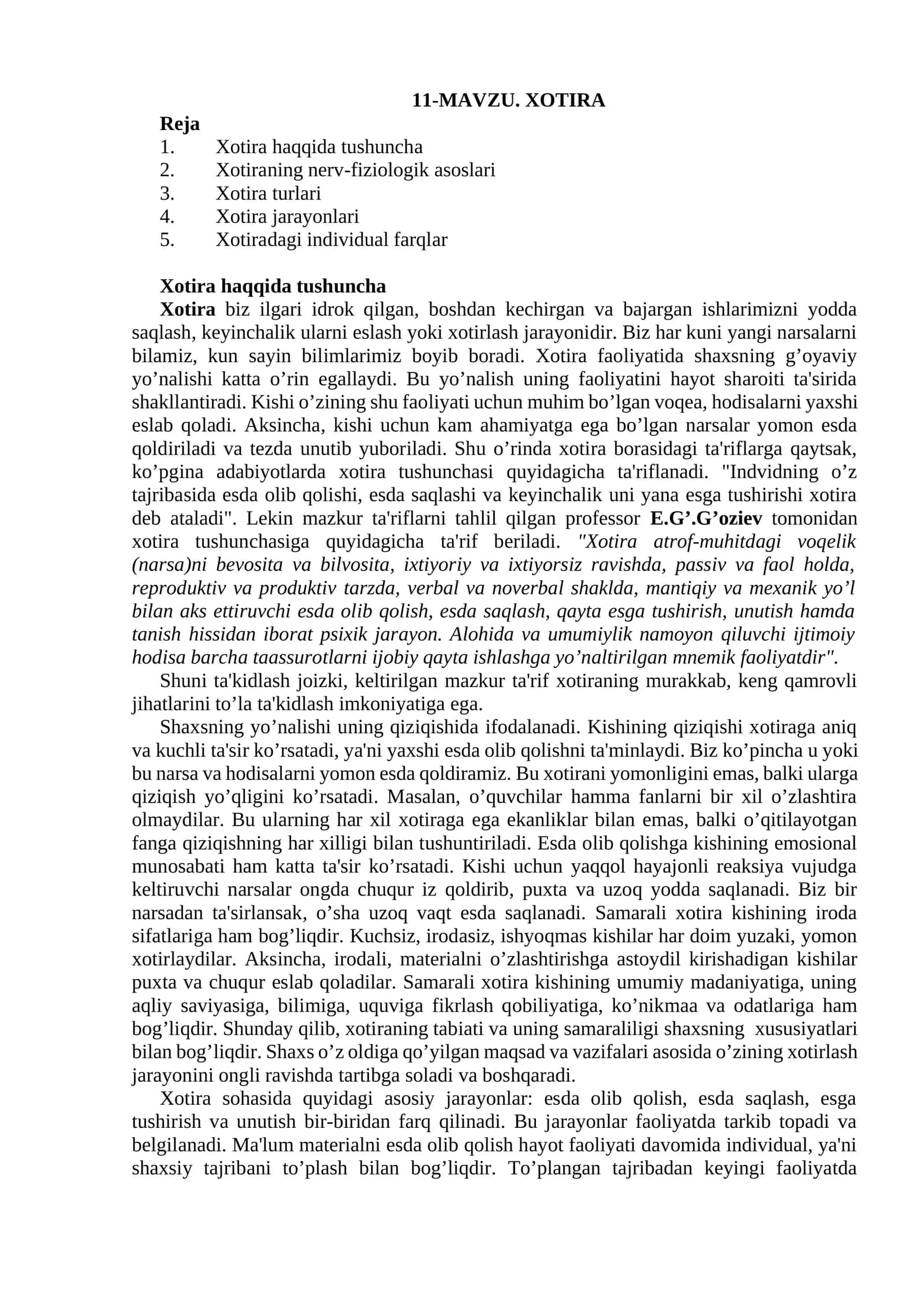 Xotira 1