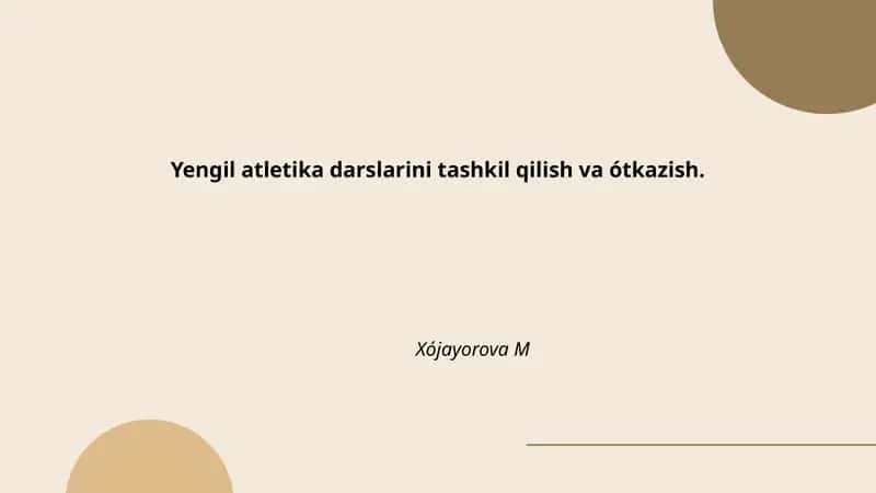 Yengil atletika darslari 1