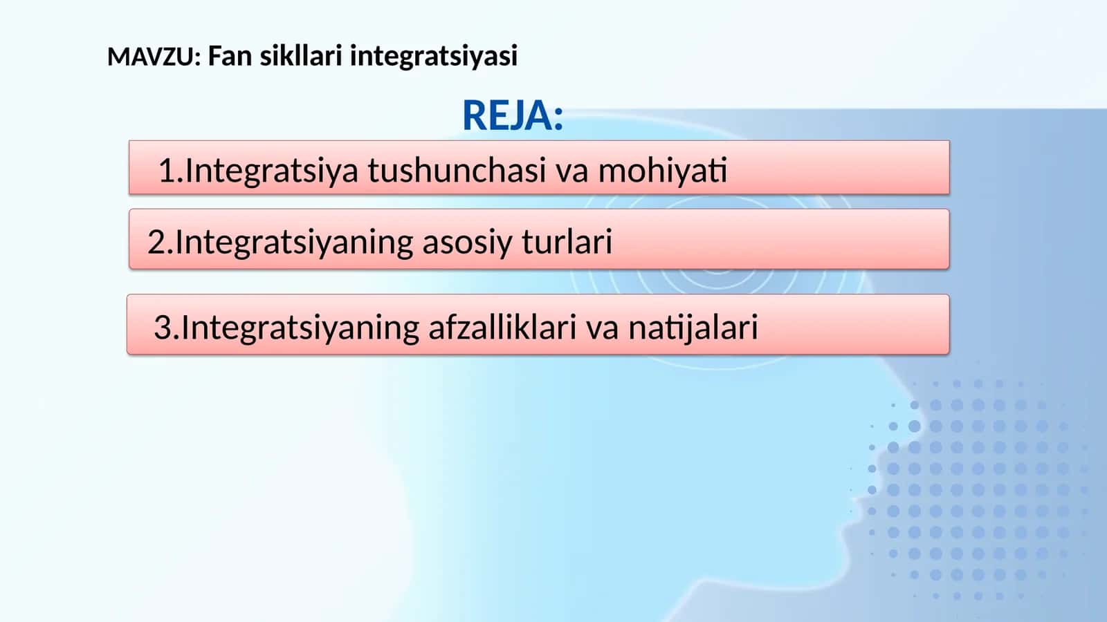 Fan sikllari integratsiyasi 1