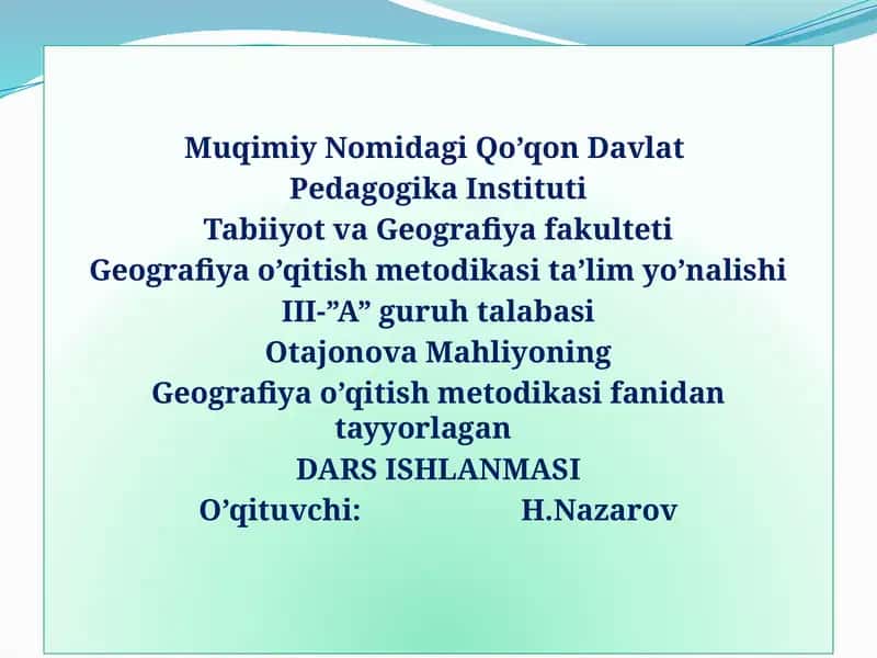 DARS ISHLANMASI 1