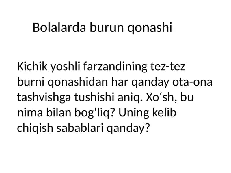Bolalarda burun qonashi 1