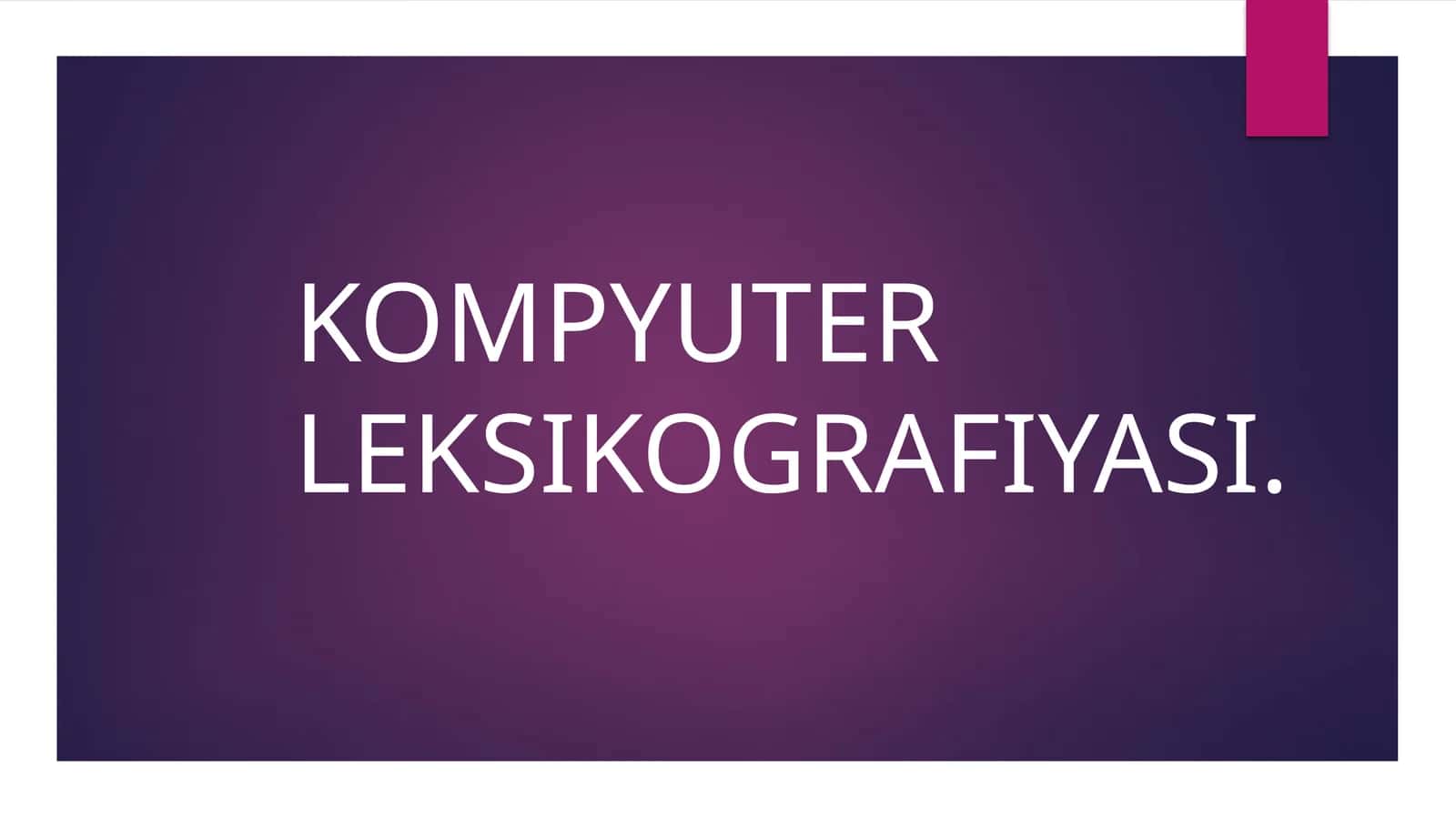 Kompyuter leksikografiyasi 1