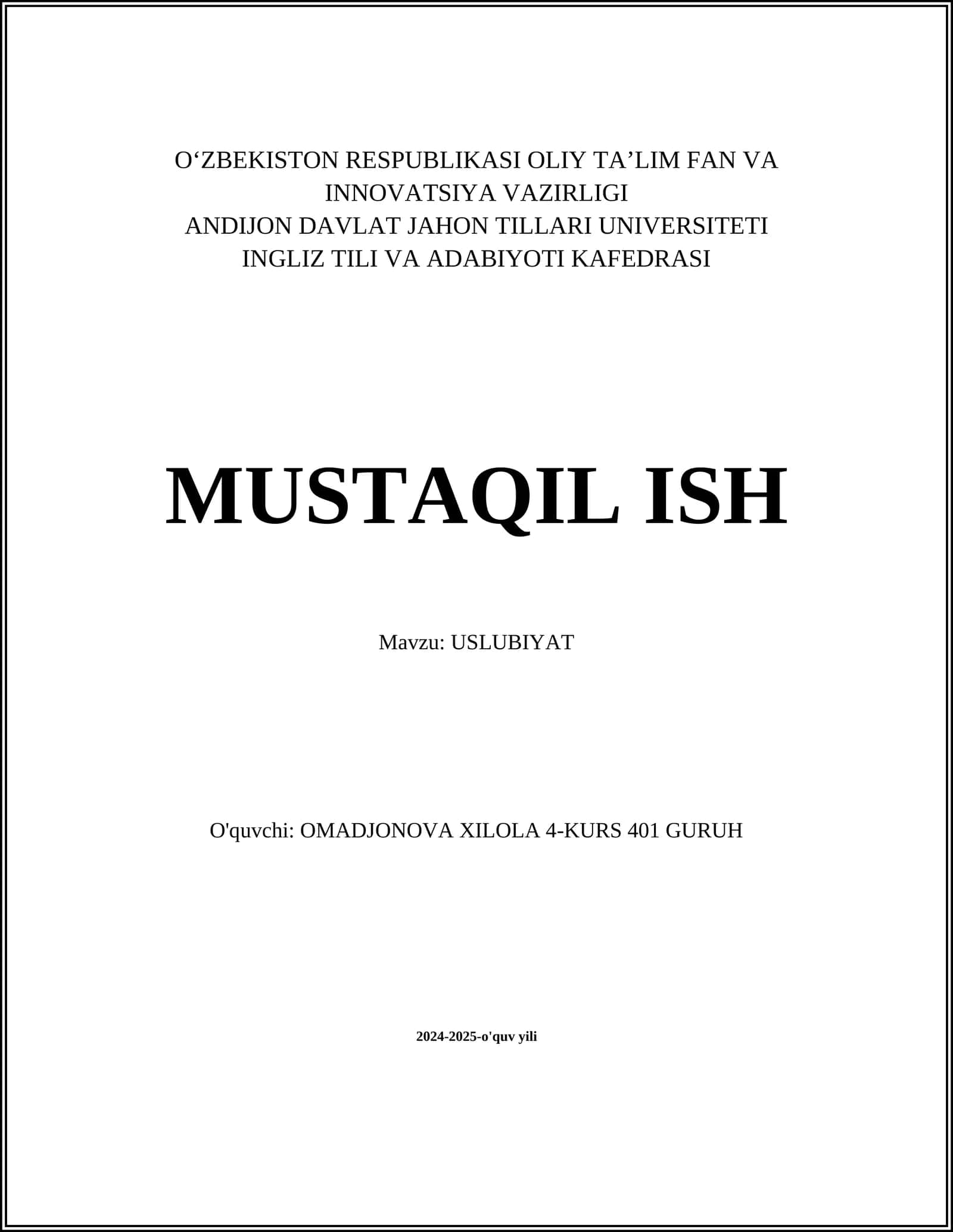 USLUBIYAT 1