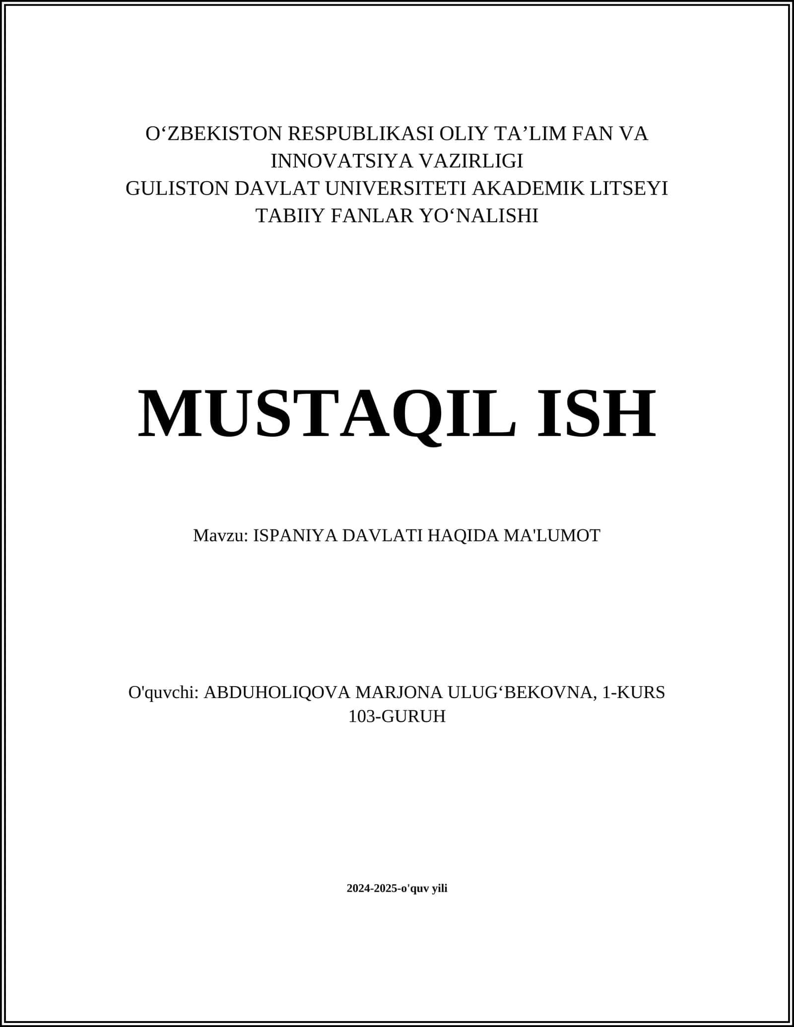 ISPANIYA DAVLATI HAQIDA MA'LUMOT 1