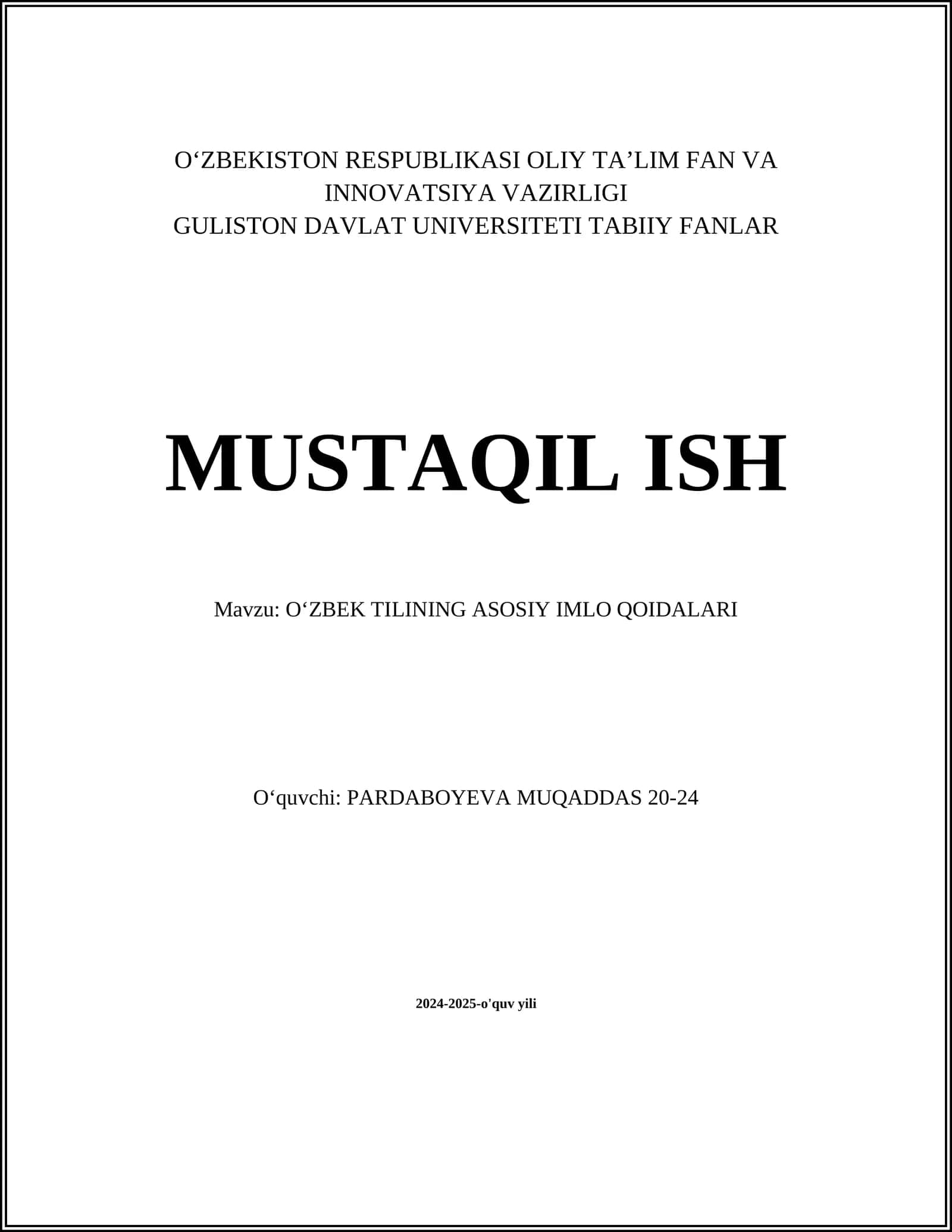 OʻZBEK TILINING ASOSIY IMLO QOIDALARI 1