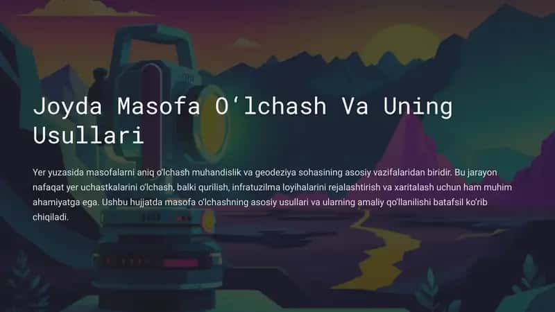 Masofa O‘lchash Va Uning Usullari 1
