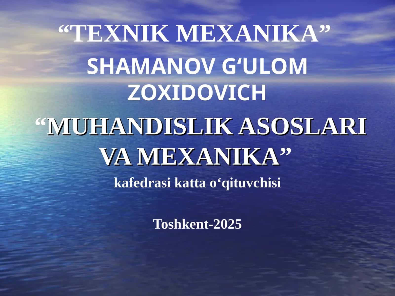 TEXNIK MEXANIKA 1