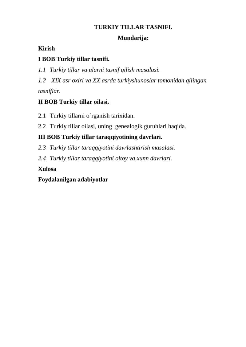Turkiy Tillar Tasnifi 1