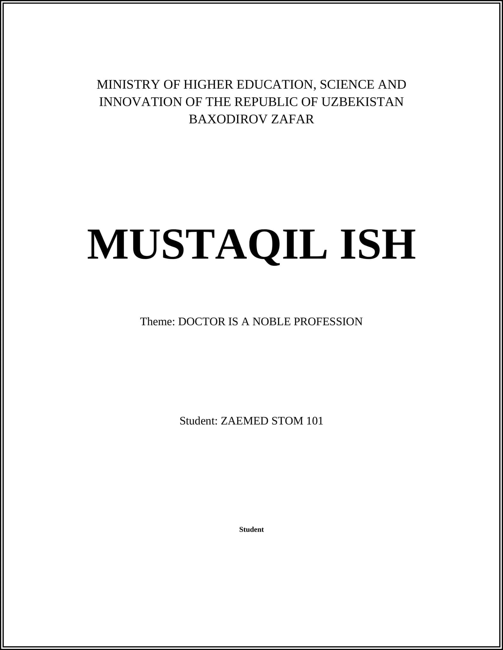 BAXODIROV ZAFAR MUSTAQIL ISH 1