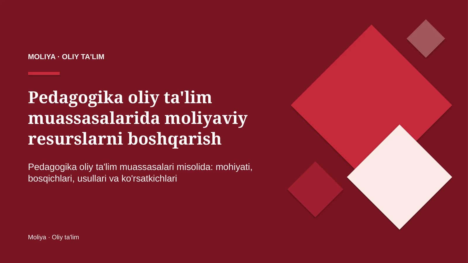 pedagogika oliy ta'lim muassasalarida moliyaviy resurslarni boshqarish 9369 1