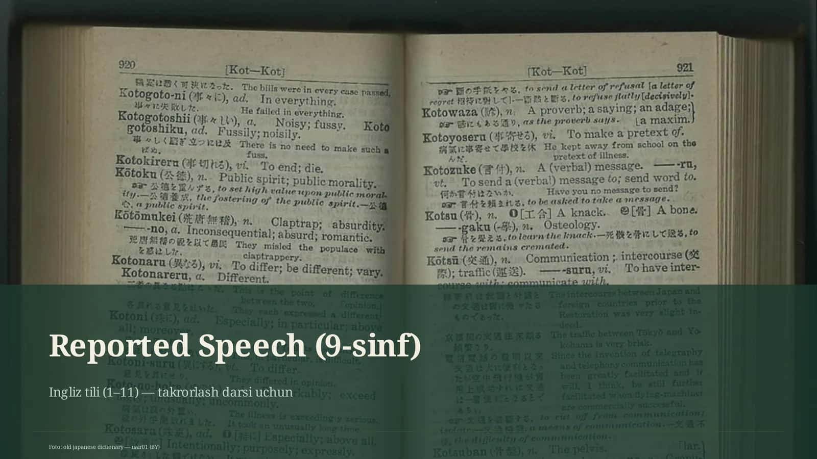 Ta'limiy maqsad: Reported Speech (9-sinf) 1
