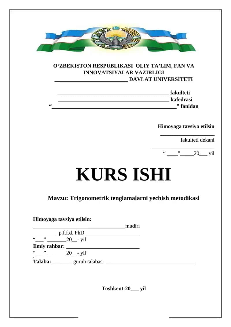 Trigonometrik tenglamalarni yechish metodikasi 1
