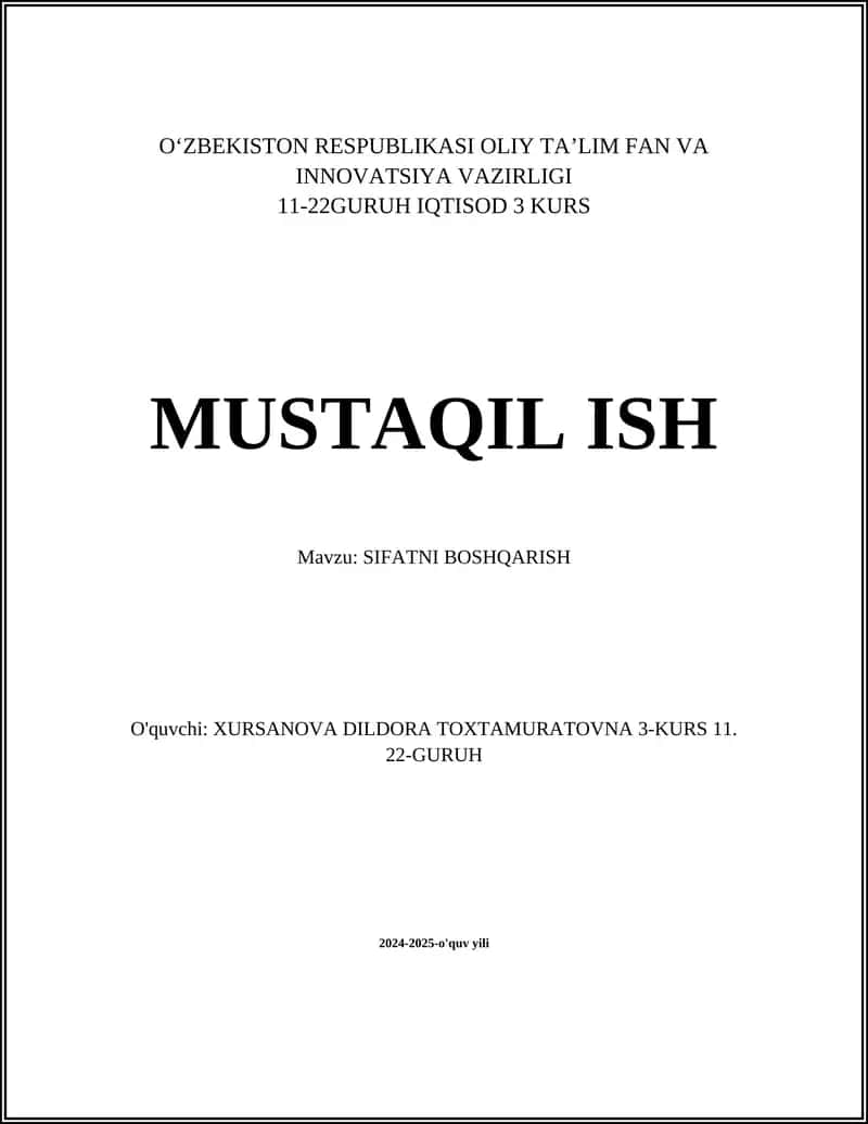SIFATNI BOSHQARISH