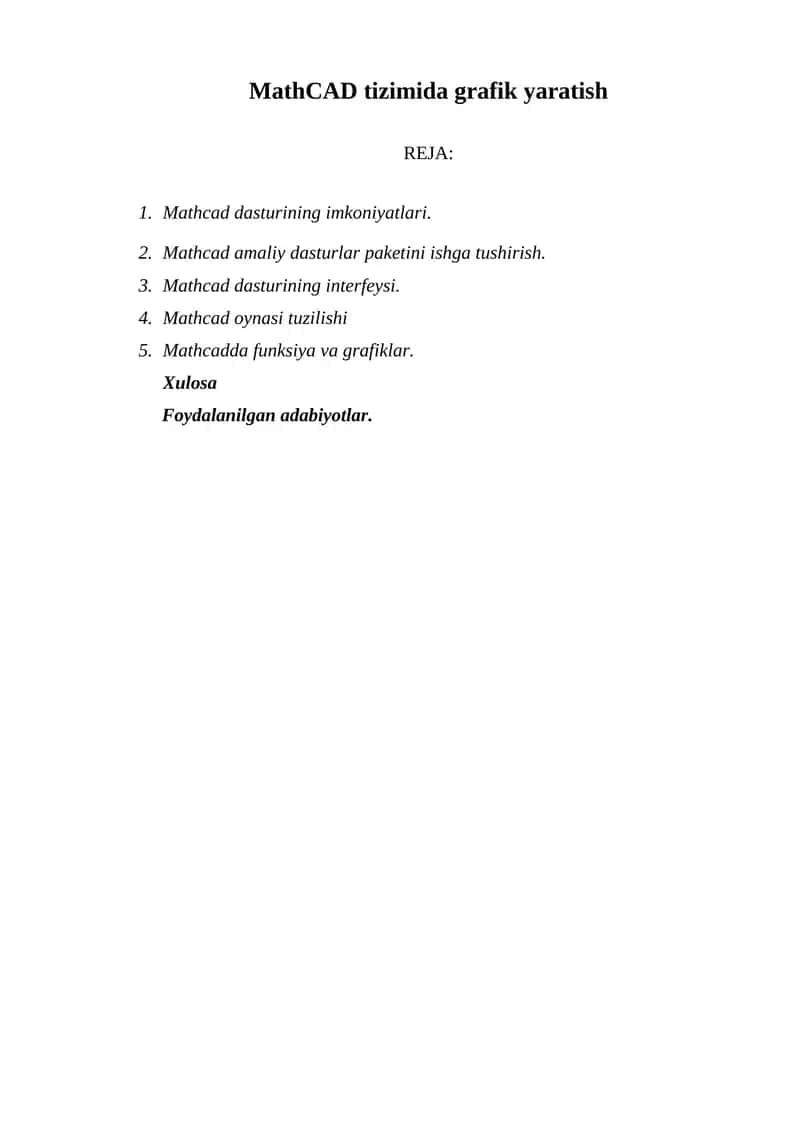 Mathcad dasturi 1