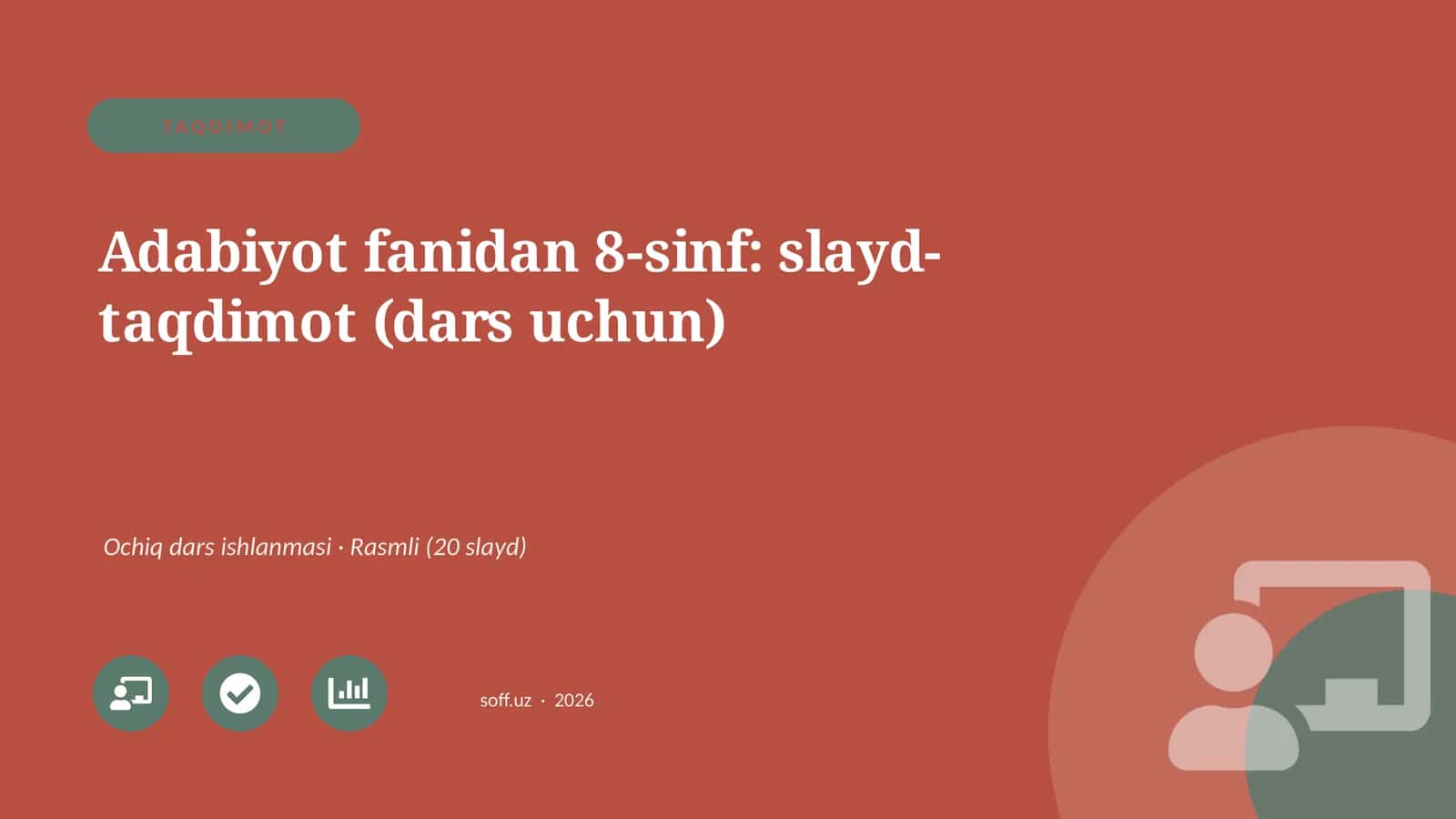Adabiyot fanidan 8-sinf: slayd-taqdimot (dars uchun) 1